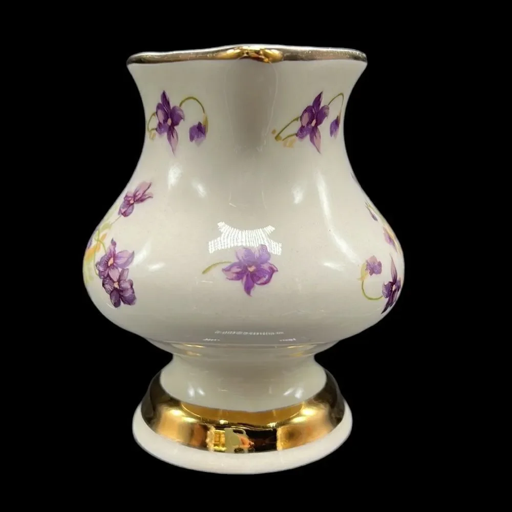 Floral Creamer & Sugar Bowl Set Gold Trim Cottagecore Tea Set